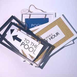 Pack Of 5 Small wall signs, To The Pool, Every Hour Is Happy Hour.